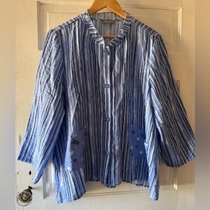 Habitat Anna Stripe Swing Top cotton crinkle fabric with enameled buttons